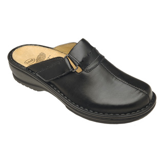 Scholl Agatha čierne kožené zdravotné papuče